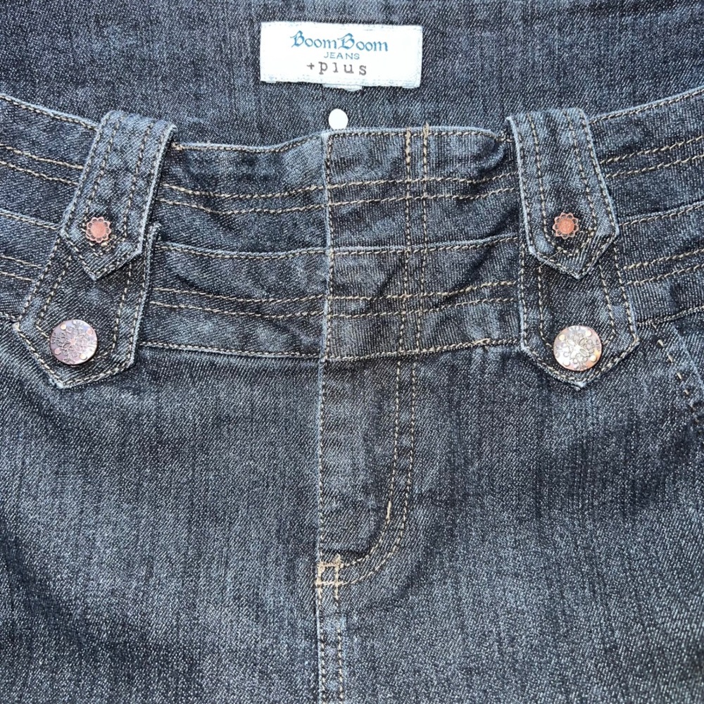 Boom Boom Jeans Plus Dark Wash Denim Pencil Skirt Button Tab Detail Blue Womens